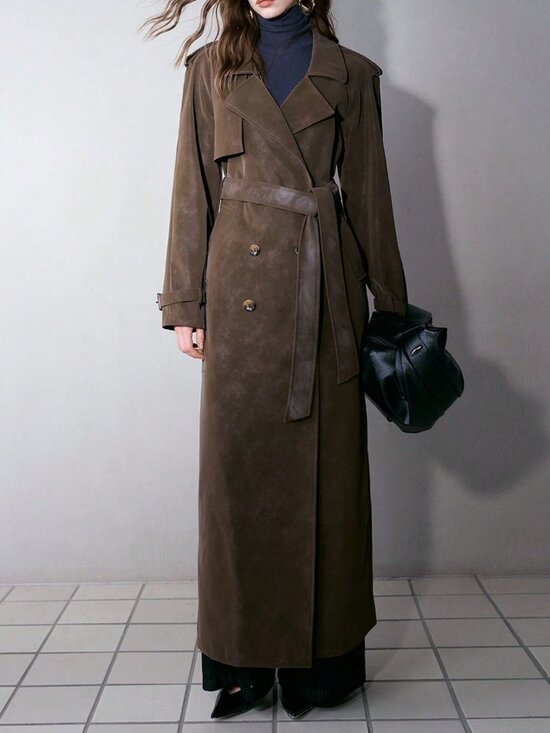 Jackets & Blazers - Mocha Brown Elegant Women's Long Trench Coat